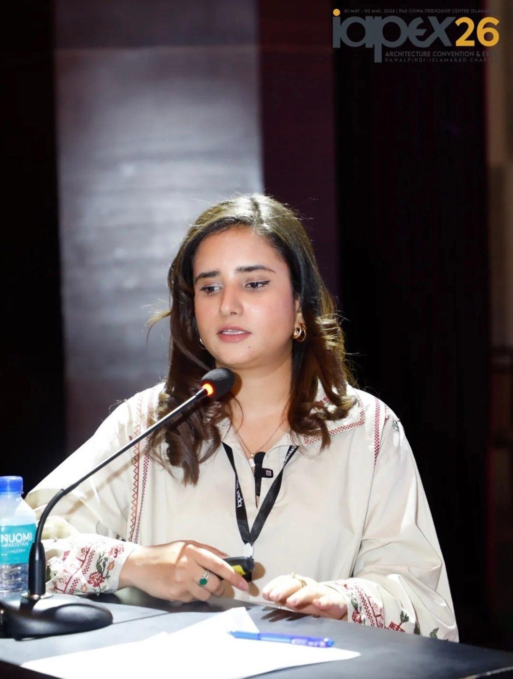 Mahnoor speaking at the IAPEX 26 Architecture Convention in Islamabad